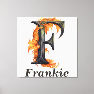 Impressão Em Tela Floral Halloween Nome Personalizado Letra F Monogr