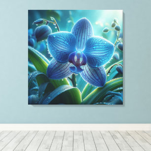 Impressão Em Tela Floral Orquídea Azul
