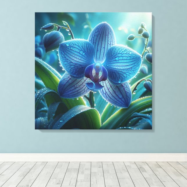 Impressão Em Tela Floral Orquídea Azul (Insitu(piso de madeira))