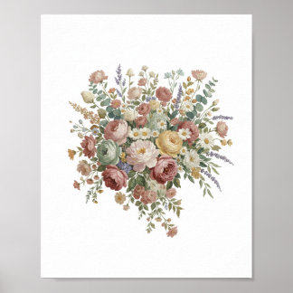 Impressão em Tela Floral Pastel Romântica