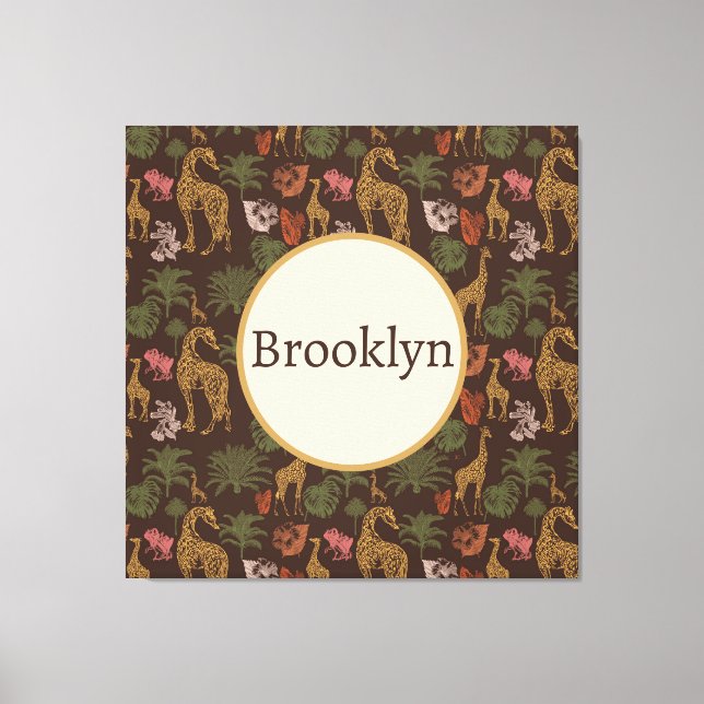 Impressão Em Tela Floral Personalizado Castanho Safari Girafa (Frente)