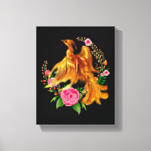 Impressão Em Tela Floral Phoenix Nasce Da Fiery Ashes Fantasy