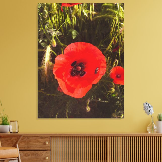 Impressão Em Tela Floral Poppy Dreamer – Botanical Fantasy Art  (Insitu(Sala de estar))