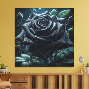 Impressão Em Tela Floral Rosa preto