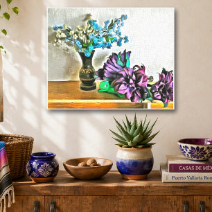 Impressão Em Tela Floral Still Life Sayulita México Flores 2190 Arte