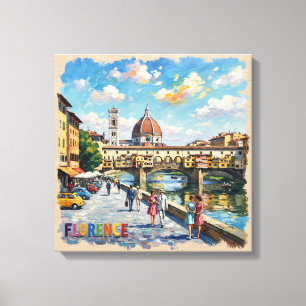 Impressão Em Tela Florence Ponte Vecchio Cena do Duomo Tela