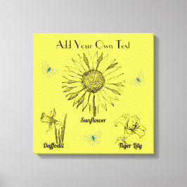 Impressão Em Tela Flores Amarelas Ilustradas