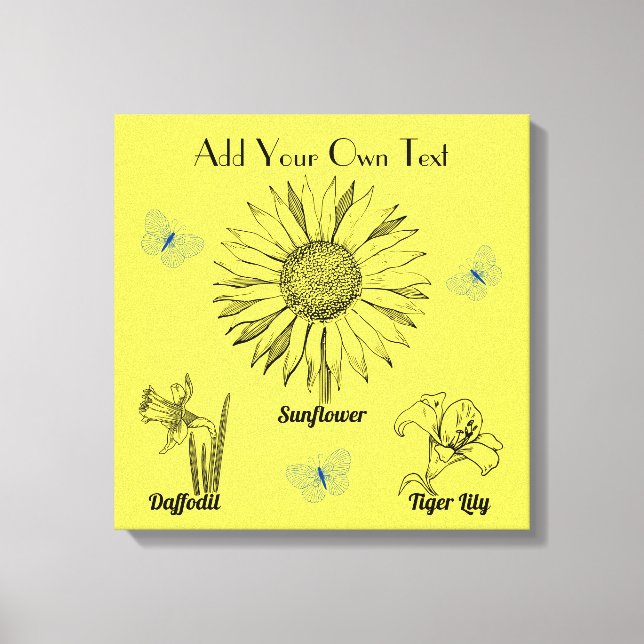 Impressão Em Tela Flores Amarelas Ilustradas (Frente)