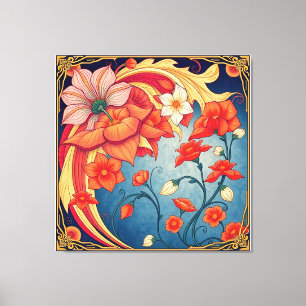 Impressão Em Tela Flores art nouveau