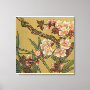 Impressão Em Tela Flores Asiáticas Japonesas de Cerejeira Vintage