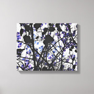 Impressão Em Tela Flores azuis conceituam arte digital em árvore de