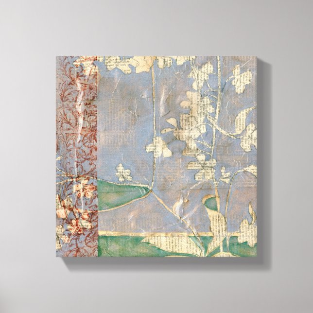 Impressão Em Tela Flores Brancas no Fundo de Newsprint (Frente)