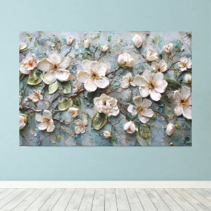 Impressão Em Tela Flores Brancas nos Ramos – Arte Abstrata para Pare