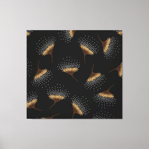 Impressão Em Tela Flores castanhas, fundo preto sem costura.