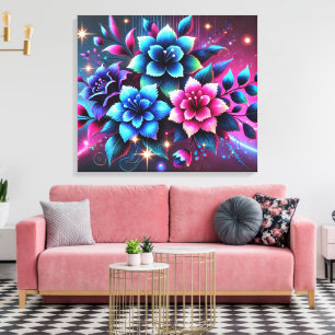 Impressão Em Tela Flores Coloridas em 3D