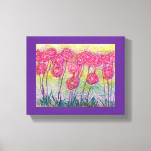 Impressão Em Tela Flores Cor-de-Rosa de Haste Longa Arte de Parede d