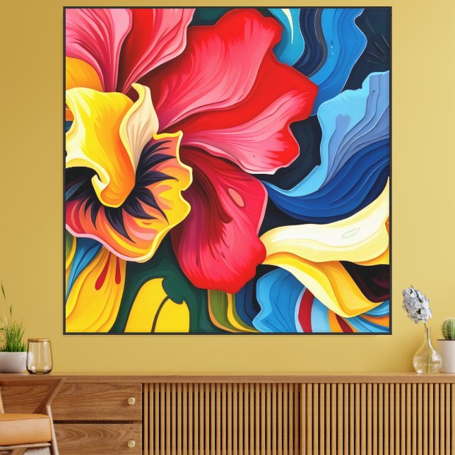 Impressão Em Tela Flores de abstrato - (Insitu(Sala de estar))
