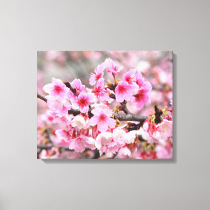 Impressão Em Tela Flores de árvores cor-de-rosa floral japonesas
