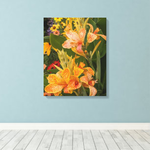 Impressão Em Tela Flores de Cannas e Zínias
