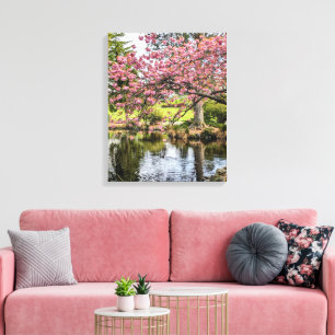 Impressão Em Tela Flores de Cerejeira Rosa e Imagem Fotográfica do L