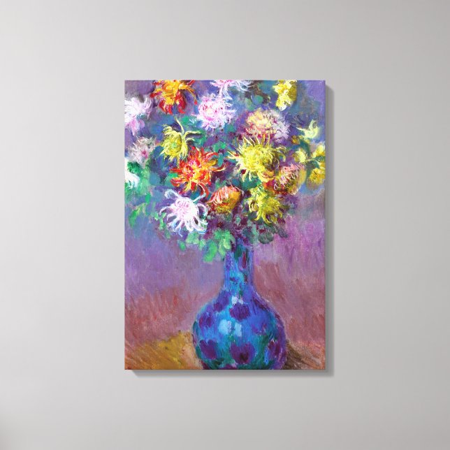 Impressão Em Tela Flores de crisântemo em uma Arte Bela Vase Monet (Frente)