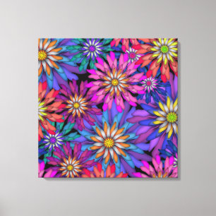 Impressão Em Tela Flores de Fantasia Coloridas Abstratas