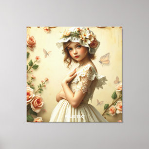 Impressão Em Tela Flores de Garota Vitoriana Fantasy