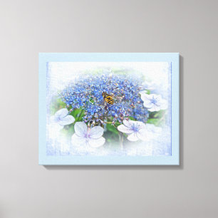 Impressão Em Tela Flores de Hydrangea de Boné Azul
