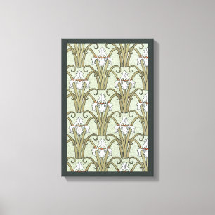 Impressão Em Tela Flores de Íris Art Nouveau Vintage em um Jardim