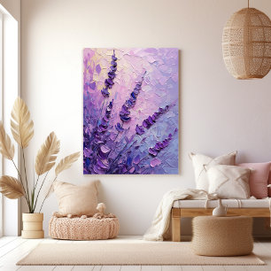Impressão Em Tela Flores de Lavanda Pintura a Óleo Elegante