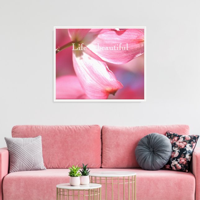 Impressão Em Tela Flores de madeira rosa (Insitu(Sala de estar))