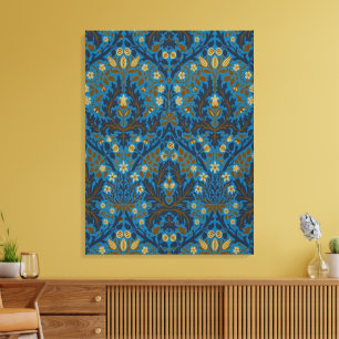 Impressão Em Tela Flores de Outono em Azul Turquesa Vintage William