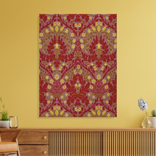 Impressão Em Tela Flores de Outono Vintage Vermelho Dourado William 