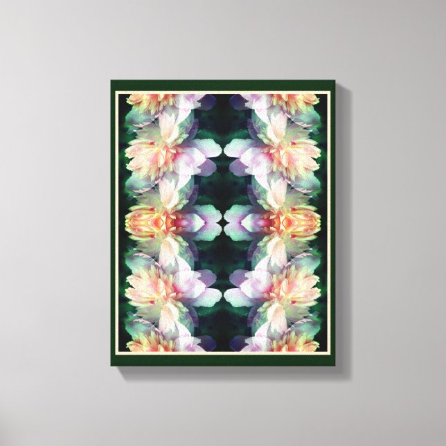 Impressão Em Tela Flores de Pedônia Rosa Multiplicadas Abstrato (Frente)