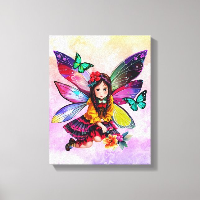 Impressão Em Tela Flores De Pequenas Fadas (Frente)