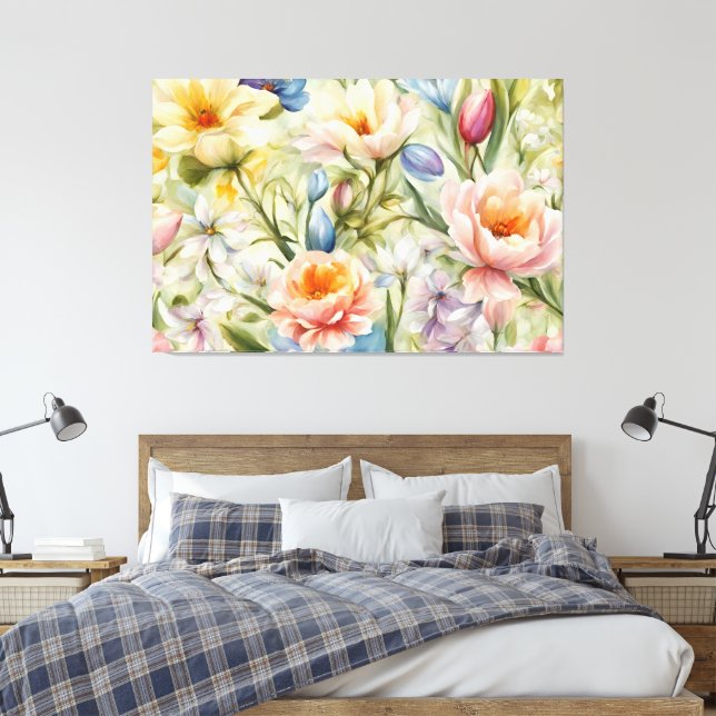 Impressão Em Tela Flores de primavera sofisticadas e refinadas. Pint (Insitu(Quarto))