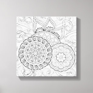 Impressão Em Tela Flores do Doodle e mandalas 6