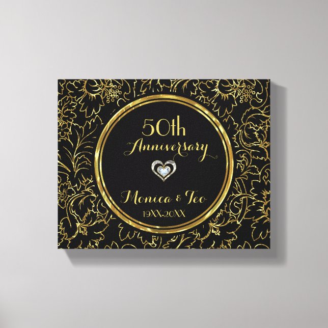 Impressão Em Tela Flores Douradas em Preto (Frente)