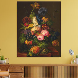 Impressão Em Tela Flores e ananás em uma Entablatação