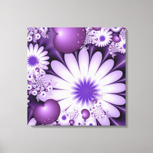 Impressão Em Tela Flores e Corações Abstratos em Fractal ao Cair no 