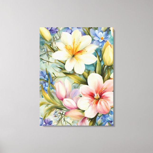 Impressão Em Tela Flores Elegantes De Mola. Pintura (Frente)