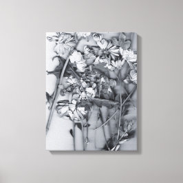 Impressão Em Tela Flores em Preto e Branco