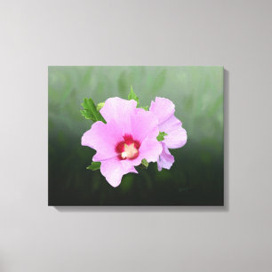 Impressão Em Tela Flores Hollyhock Rosa e Roxo