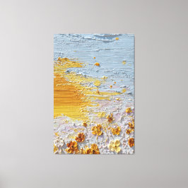 Impressão Em Tela Flores iluminadas pelo sol com textura azul e lara