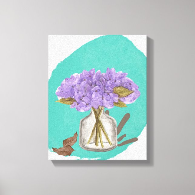 Impressão Em Tela flores lilases - arte floral em parede - 11x14 pol (Frente)