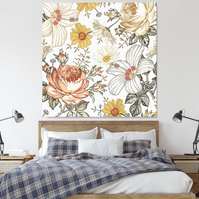 Impressão Em Tela Flores lindas (Insitu(Quarto))
