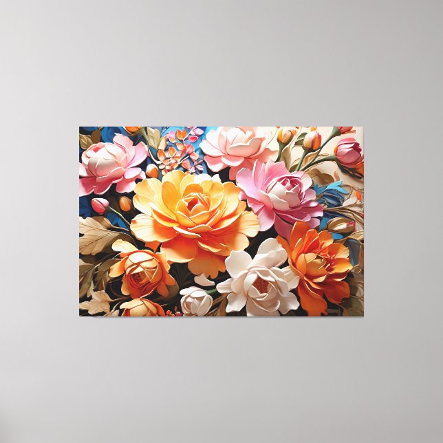 Impressão Em Tela Flores Mágicas - Bela Pintura AI (Frente)