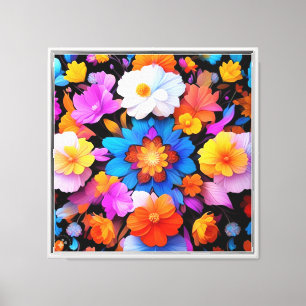 Impressão Em Tela Flores Multicoloridas Padrão-68577