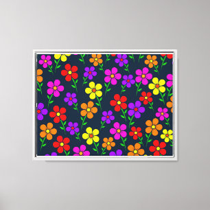 Impressão Em Tela Flores Multicoloridas Padrão Floral