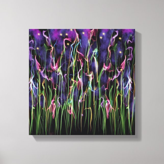 Impressão Em Tela Flores No Abstrato Da Meia-Noite (Frente)